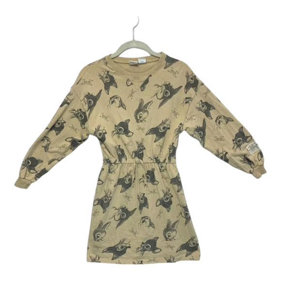 Zara Disney Bambi Thumper Dress Beige Size 10 - Picture 2 of 8